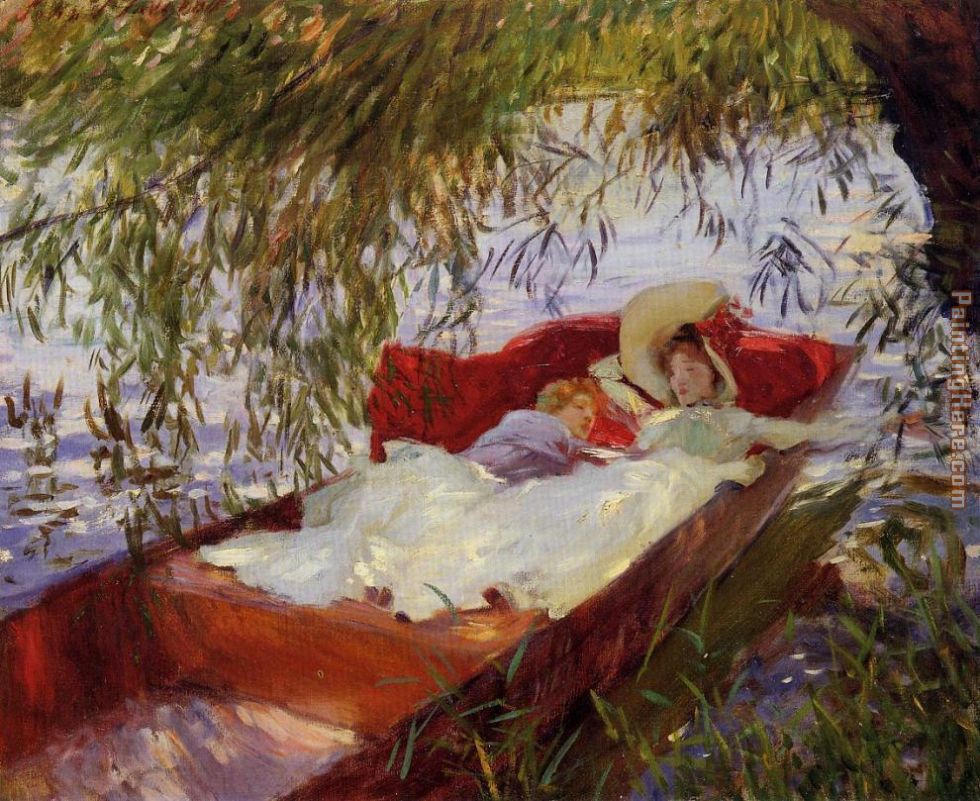 John Singer Sargent Two Women Asleep in a Punt under the Willows